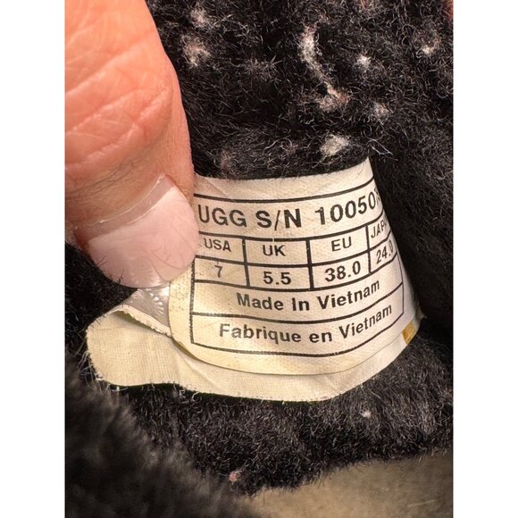 Ugg Boots Women 7 Black Ivory Polka Dot Trim 78 Bailey Bow Classic Mini Outdoor - Picture 7 of 10